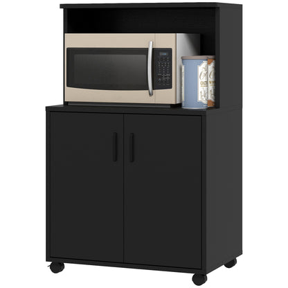 Chariot micro-ondes avec rangement et cabinet 2 portes