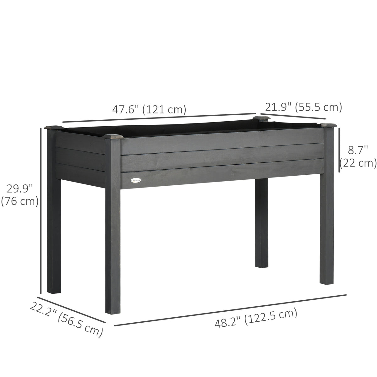 Bac de jardinage surélevé 122 x 56 x 76 cm — Bois