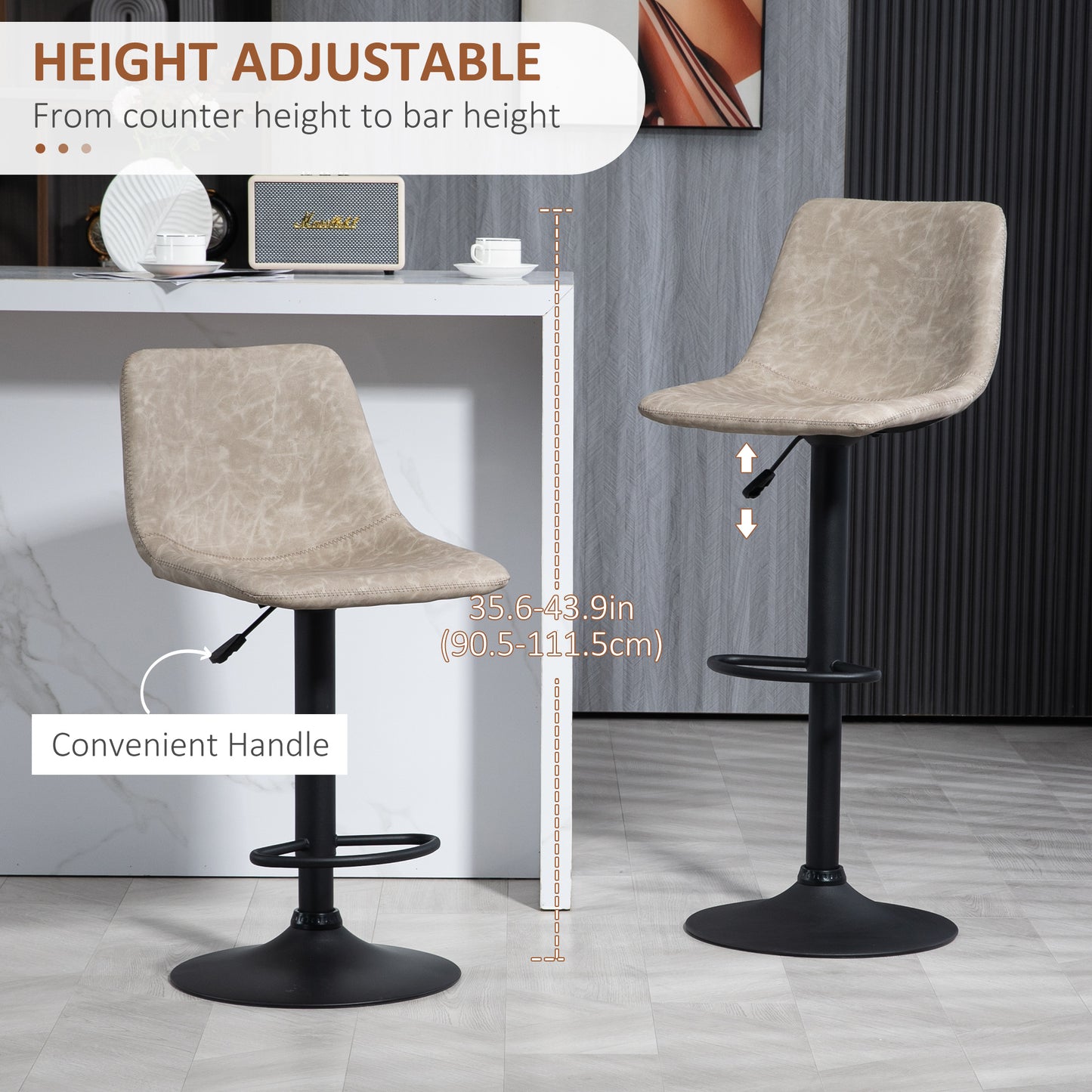 Tabourets de bar ajustables pivotants ensemble de 2