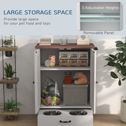 Station d'alimentation chien avec rangement ajustable