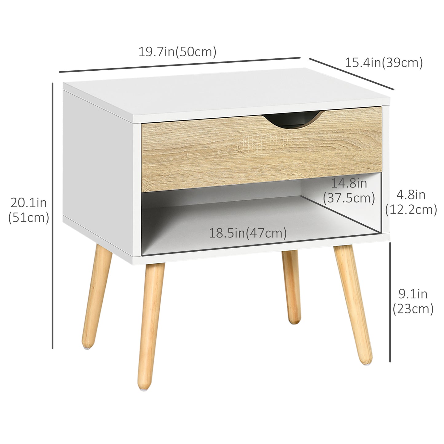 Tables de chevet modernes avec tiroir et tablette