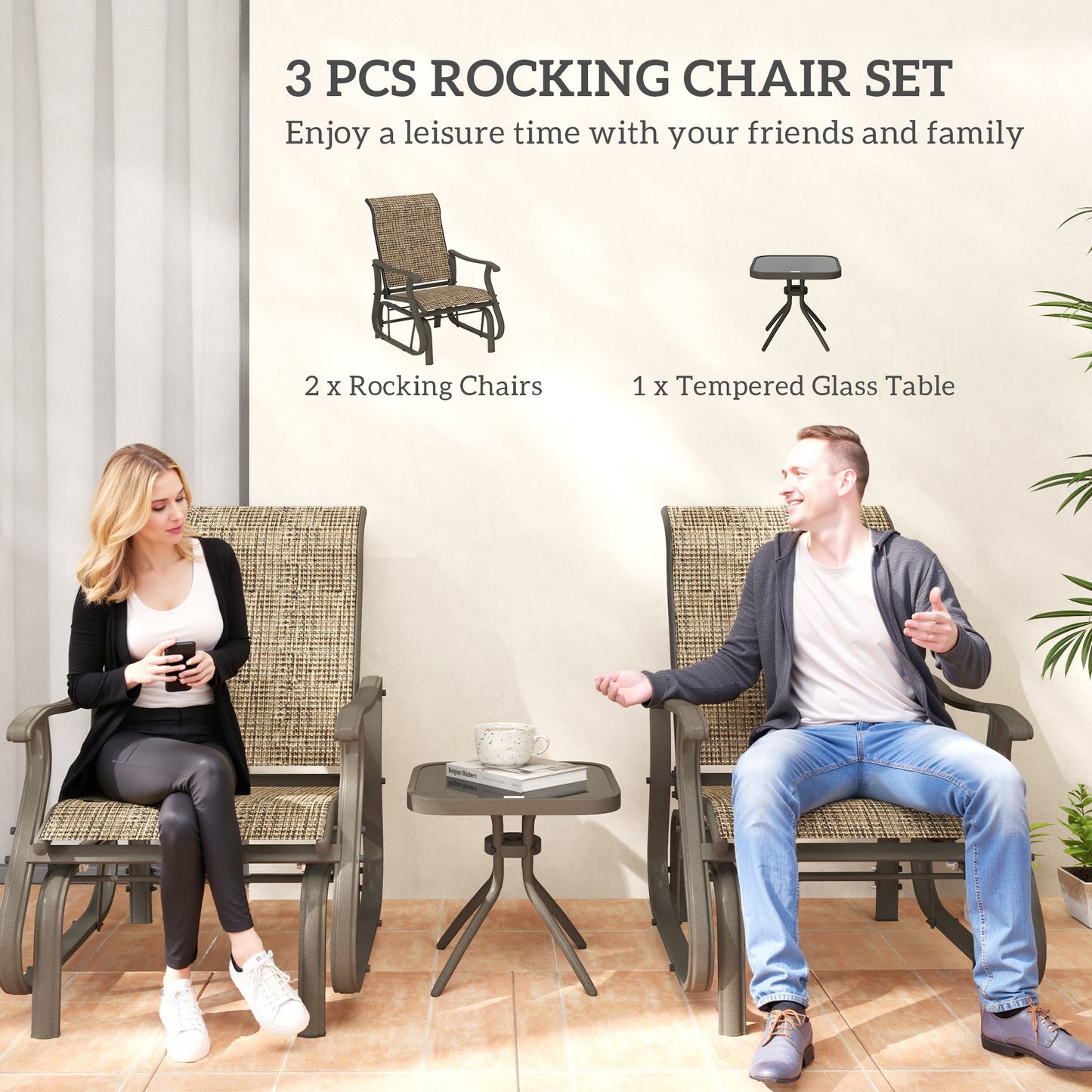 Ensemble planeurs de patio et table 3 pièces