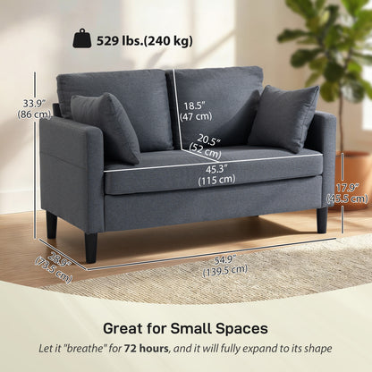 Causeuse 2 places moderne tissu lin avec ressorts