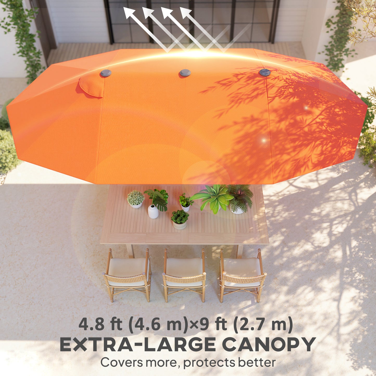 Parasol double toile manivelle — 457 cm