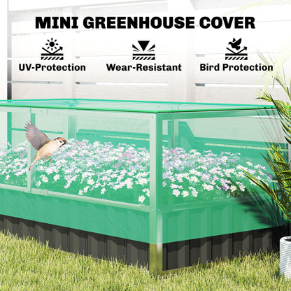 Outsunny 174x90x70cm Steel Raised Garden Bed with Cover Grey