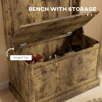 Porte-manteau multifonction 4-en-1 avec banc rangement rustique