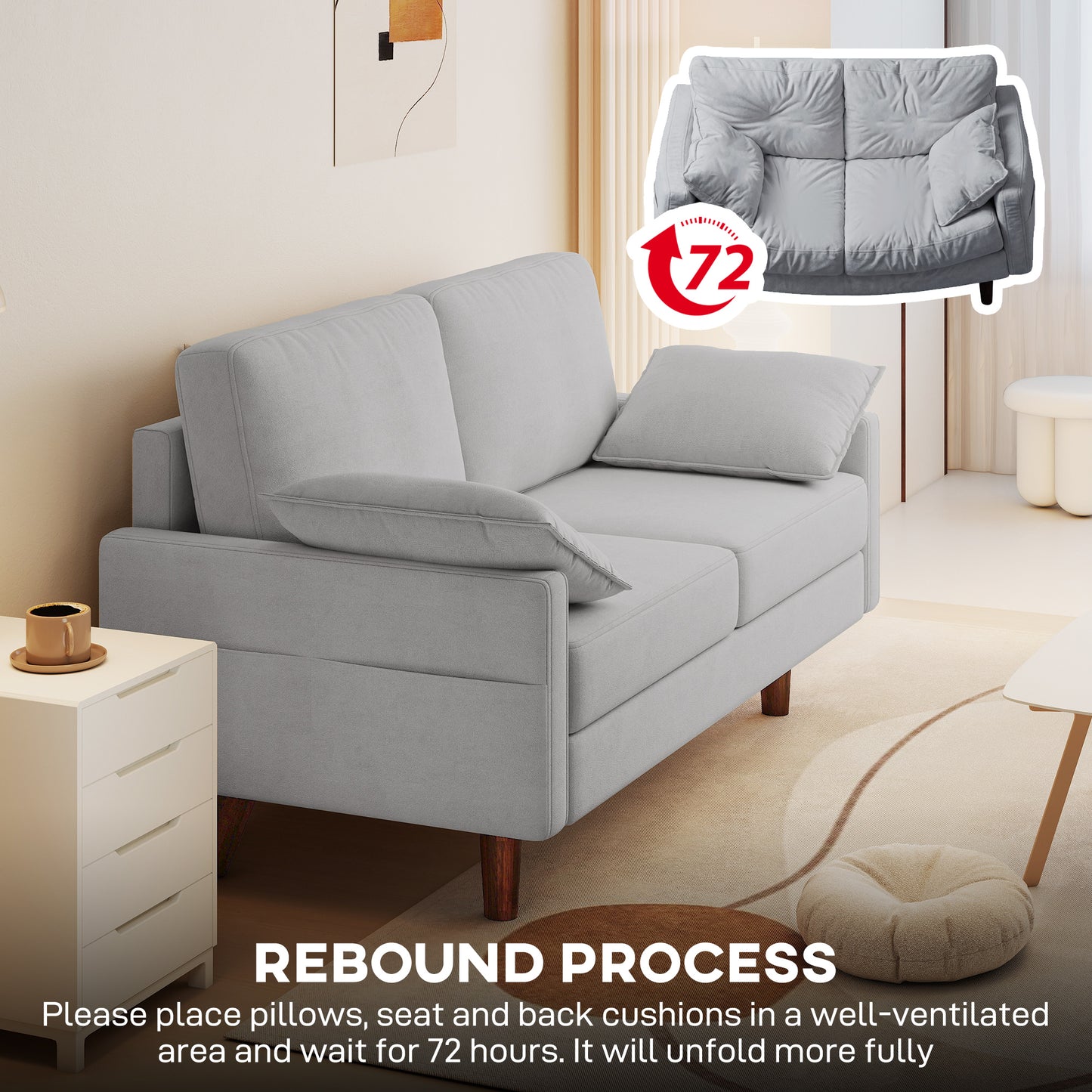 Canapé 3 places velours avec ressorts et coussins