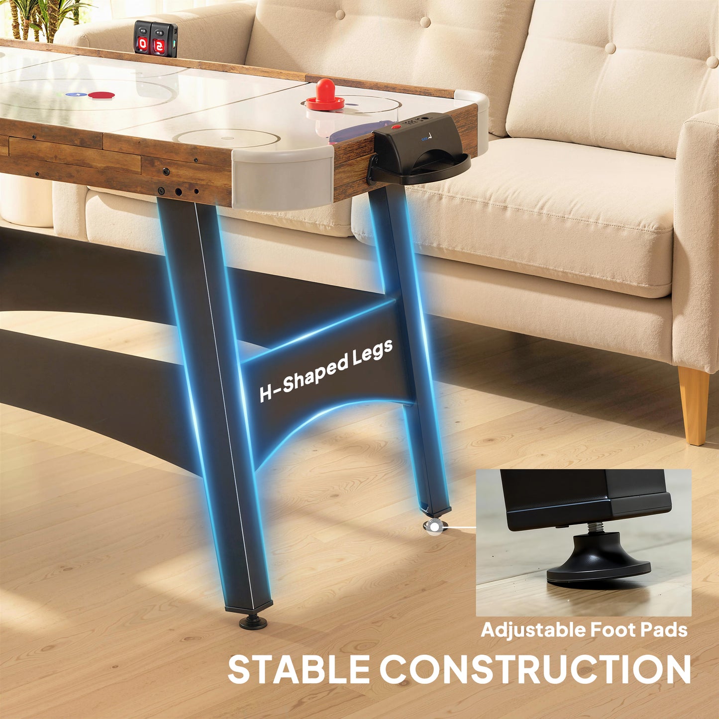 Table de air hockey arcade avec tableau DEL 155 cm