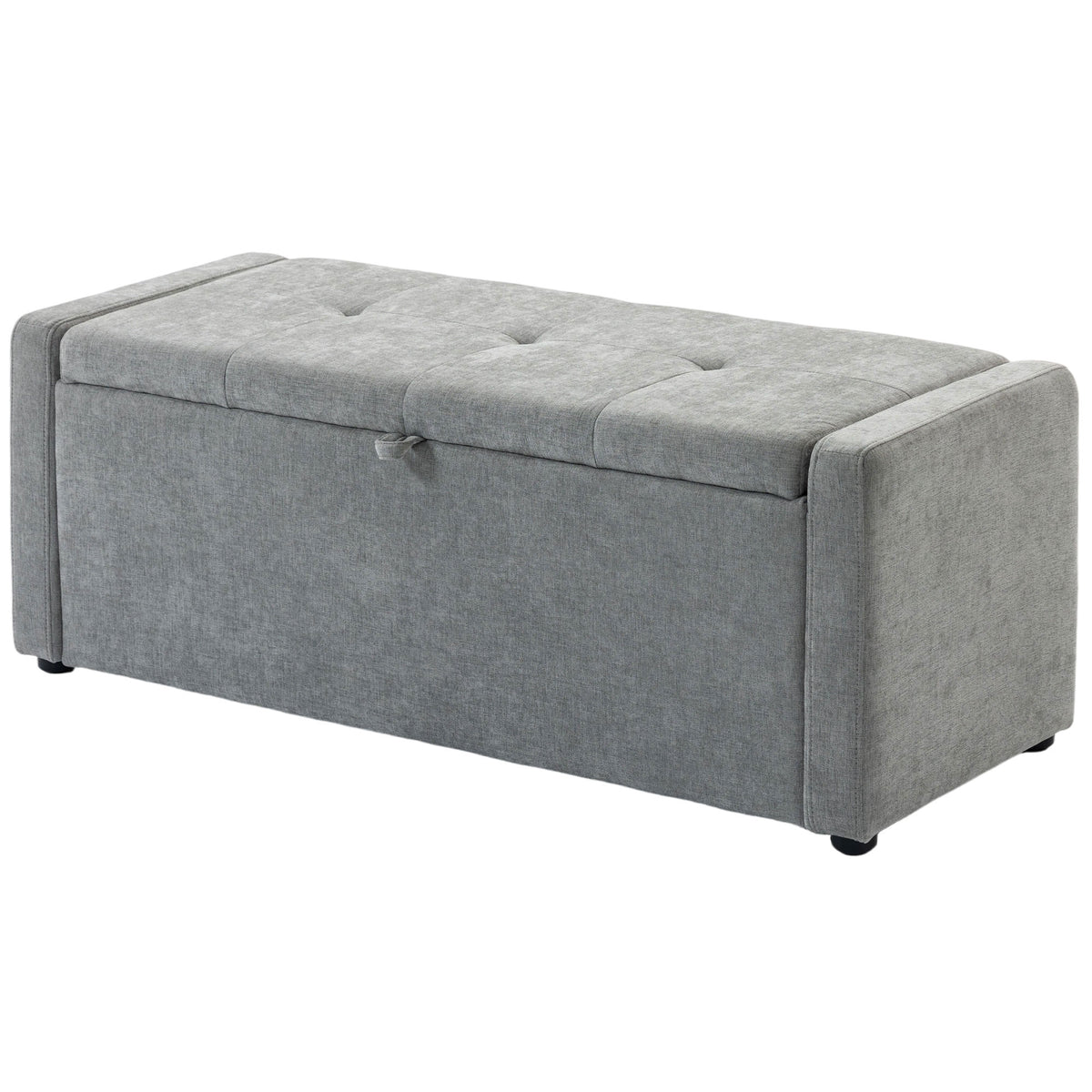 Banc coffre rembourré tissu lin grand format