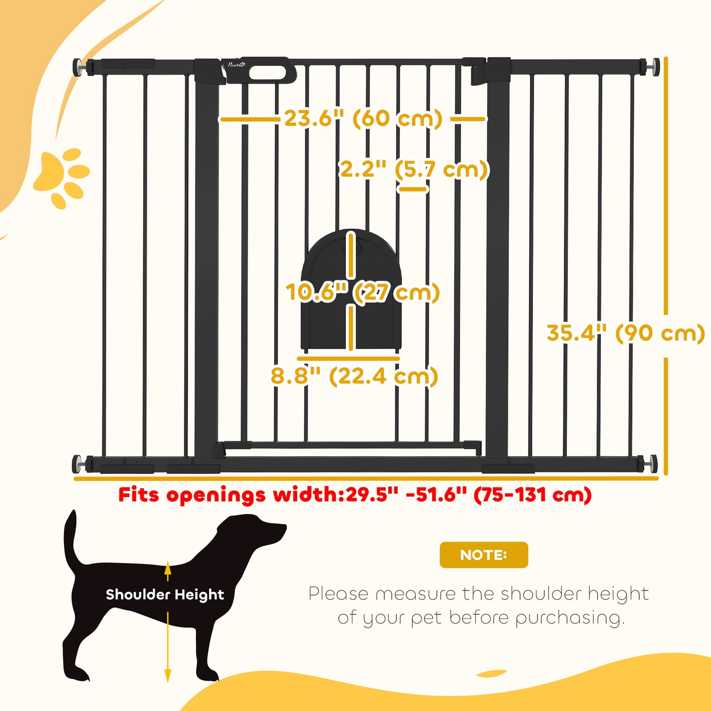 Barrière pour animaux extra large 76-131 cm avec porte