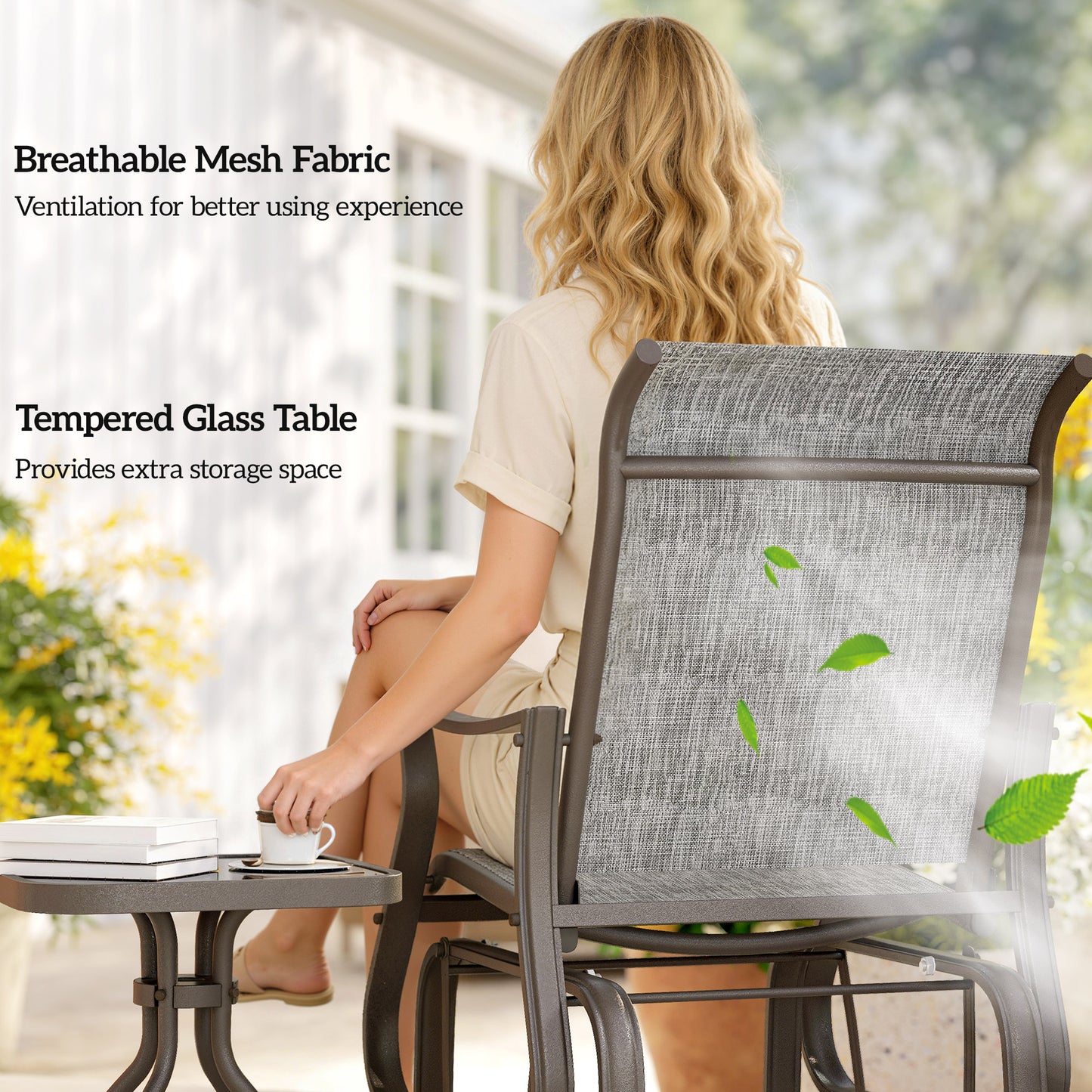 Ensemble planeurs de patio et table 3 pièces
