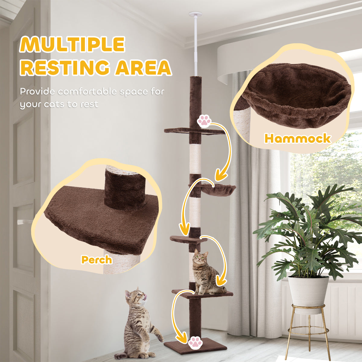 Arbre à chat 5 étages ajustable — Gris