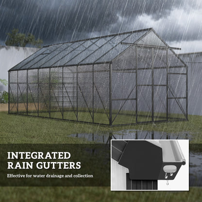 Serre de jardin 6,1 x 2,4 x 2,1 m avec ventilation ajustable
