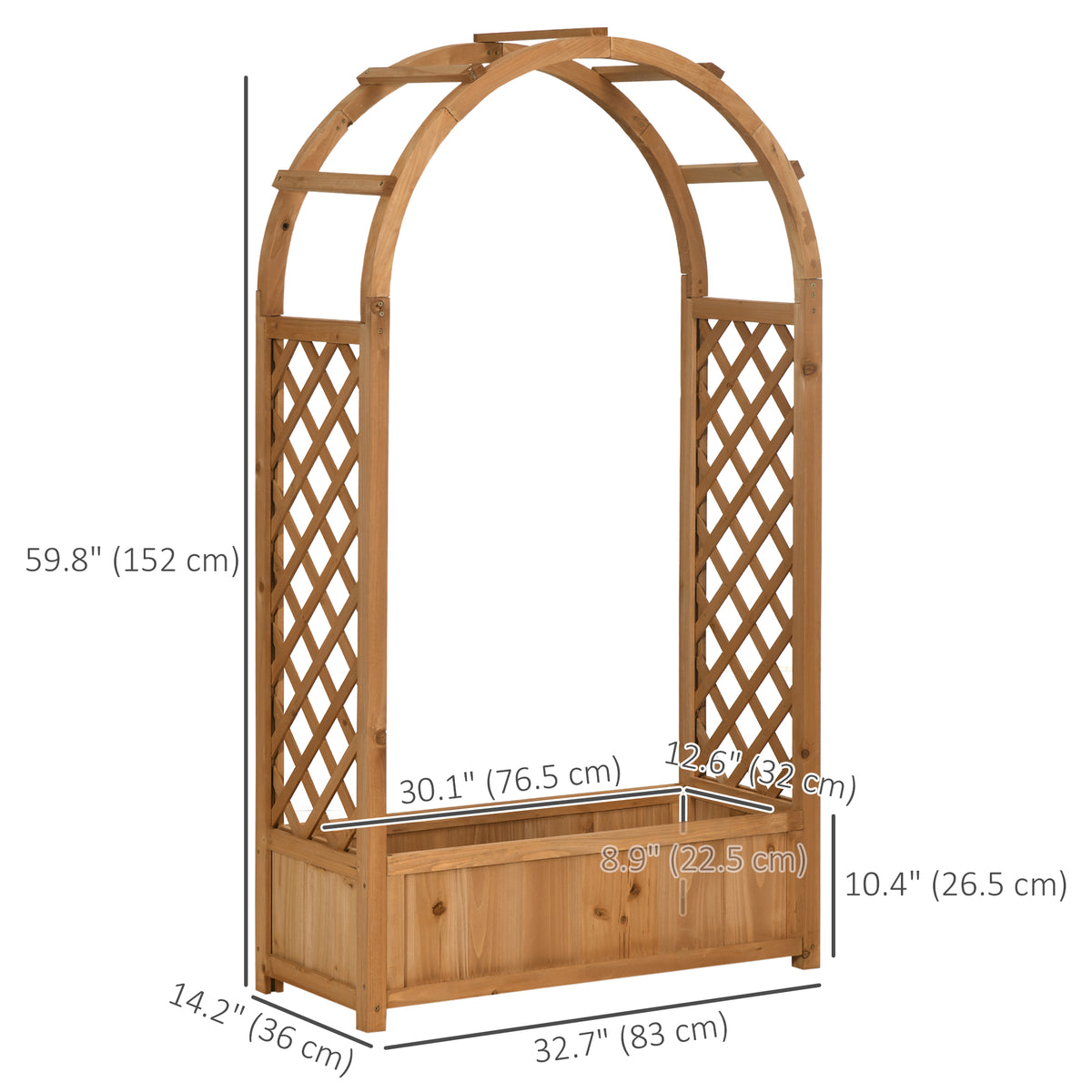 Jardinière surélevée avec treillage en arche