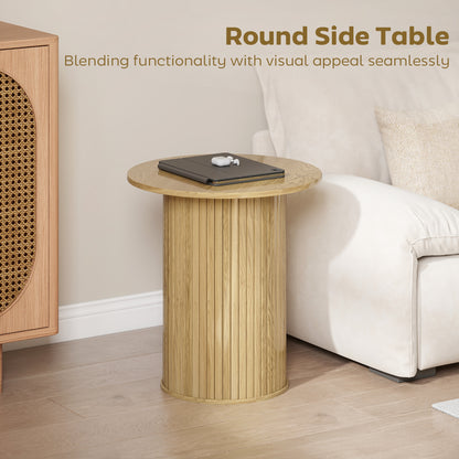 Table d'appoint ronde cannelée style chêne