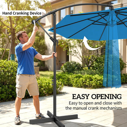 Parasol déporté avec base et manivelle 300 cm