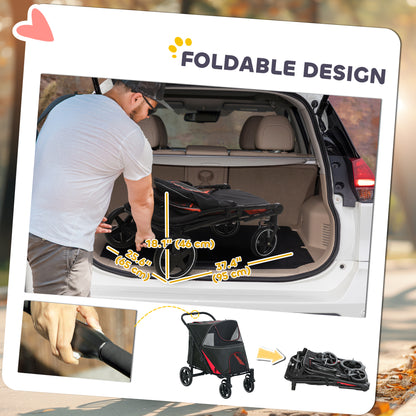 Poussette pliable pour animaux roues universelles amortisseurs