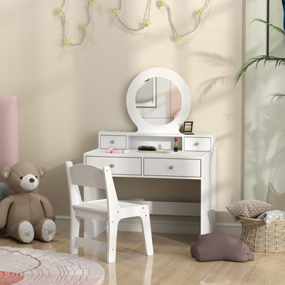 Coiffeuse enfant avec miroir et tabouret 4 tiroirs