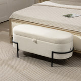 Banc de rangement en molleton sherpa avec pieds en acier