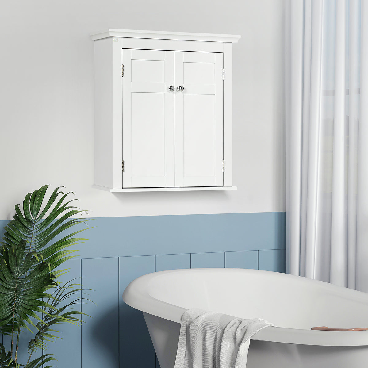 Armoire murale salle de bain portes doubles étagères ajustables
