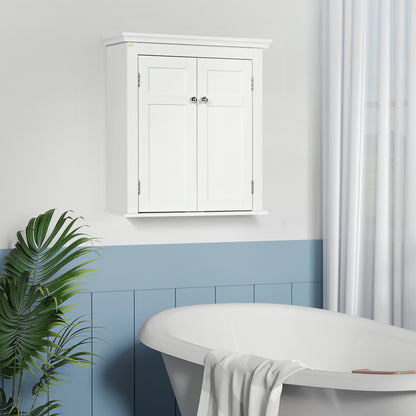 Armoire murale salle de bain portes doubles étagères ajustables