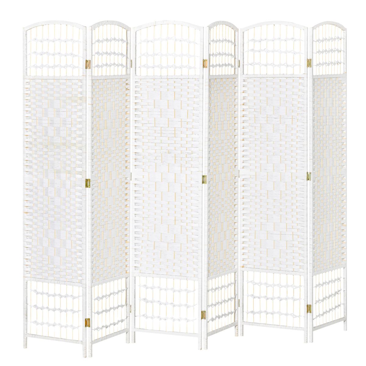 Paravent 6 panneaux pliable en fibre tissée