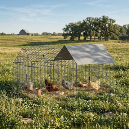 Enclos à poules en métal avec couverture Oxford
