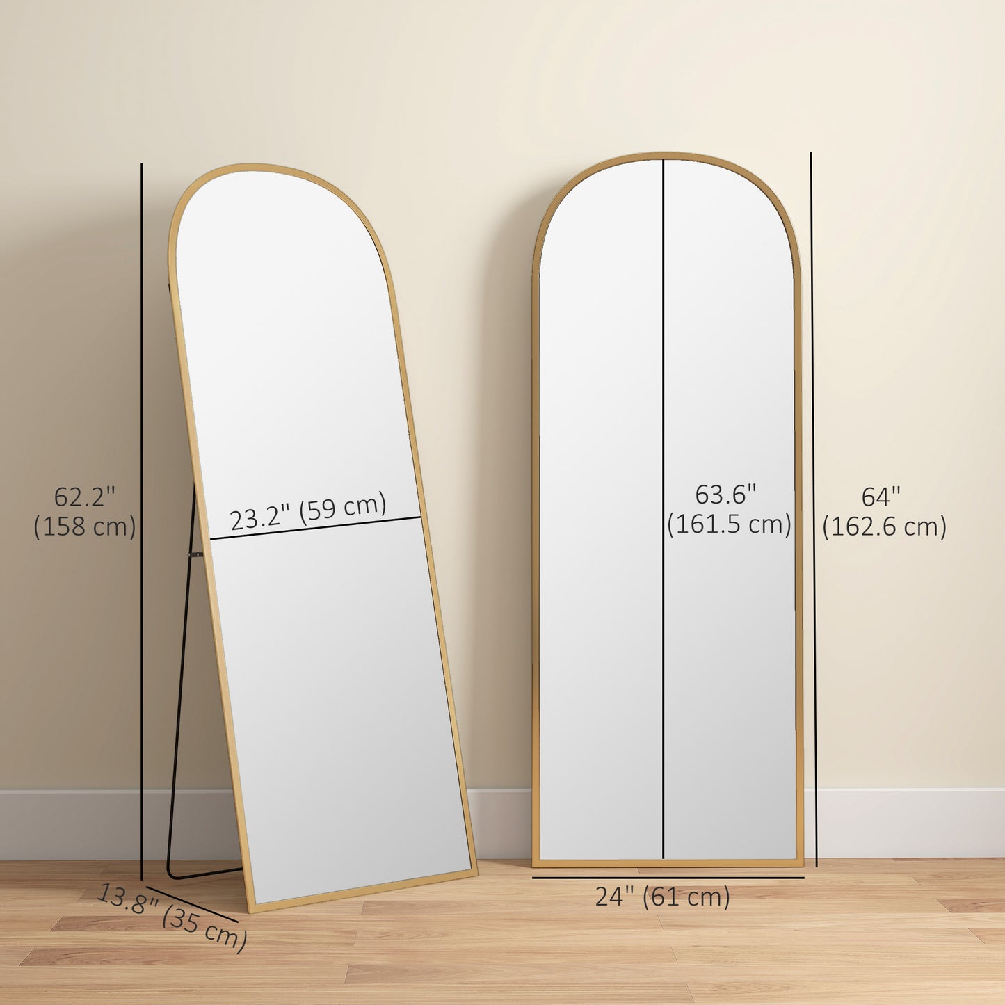 Miroir sur pied arche pleine longueur