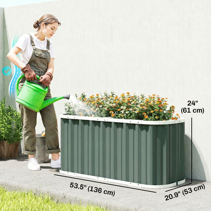 Outsunny 61cm Deep Raised Garden Bed - 220cm Galvanized Steel