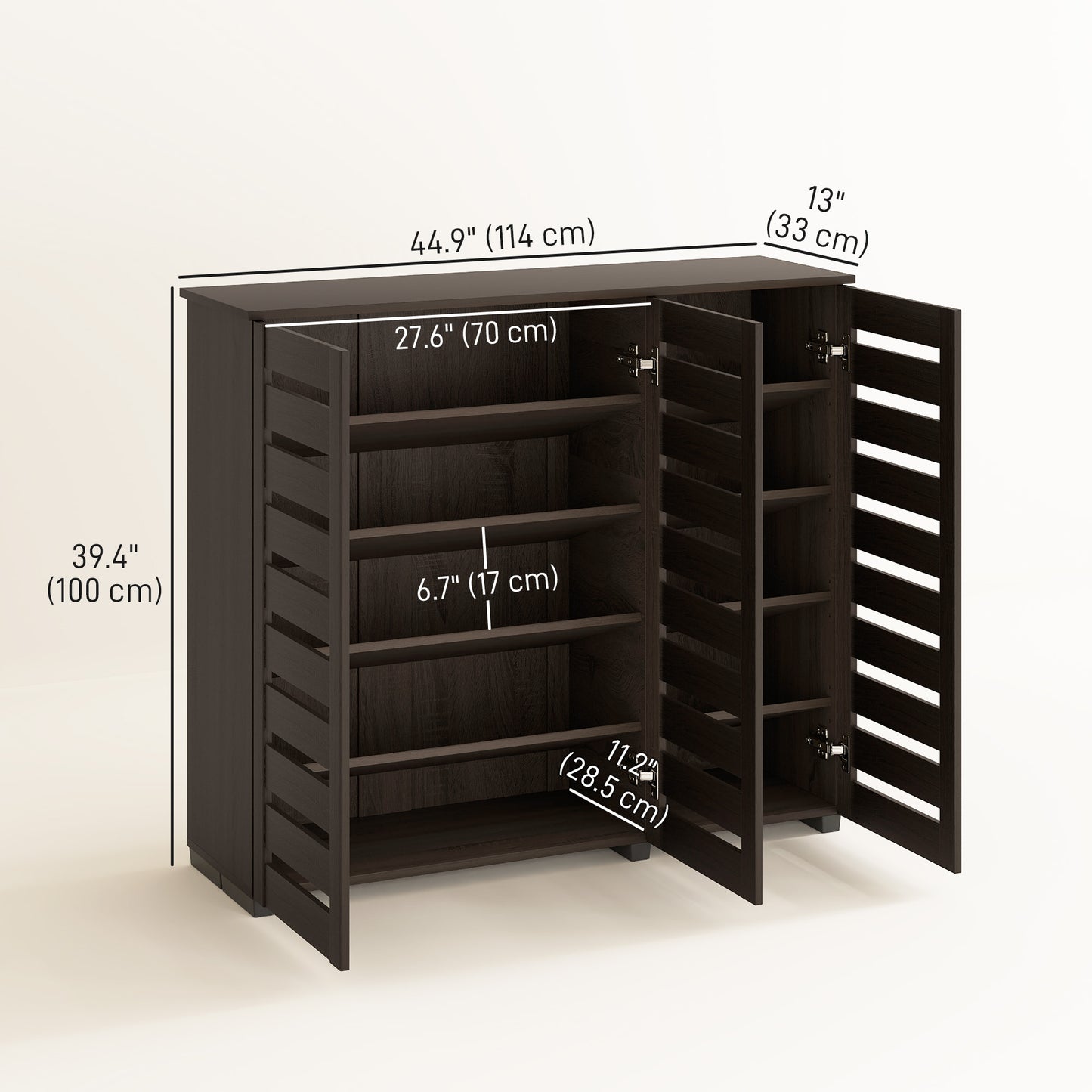 Armoire à chaussures étroite 5 niveaux portes à lattes