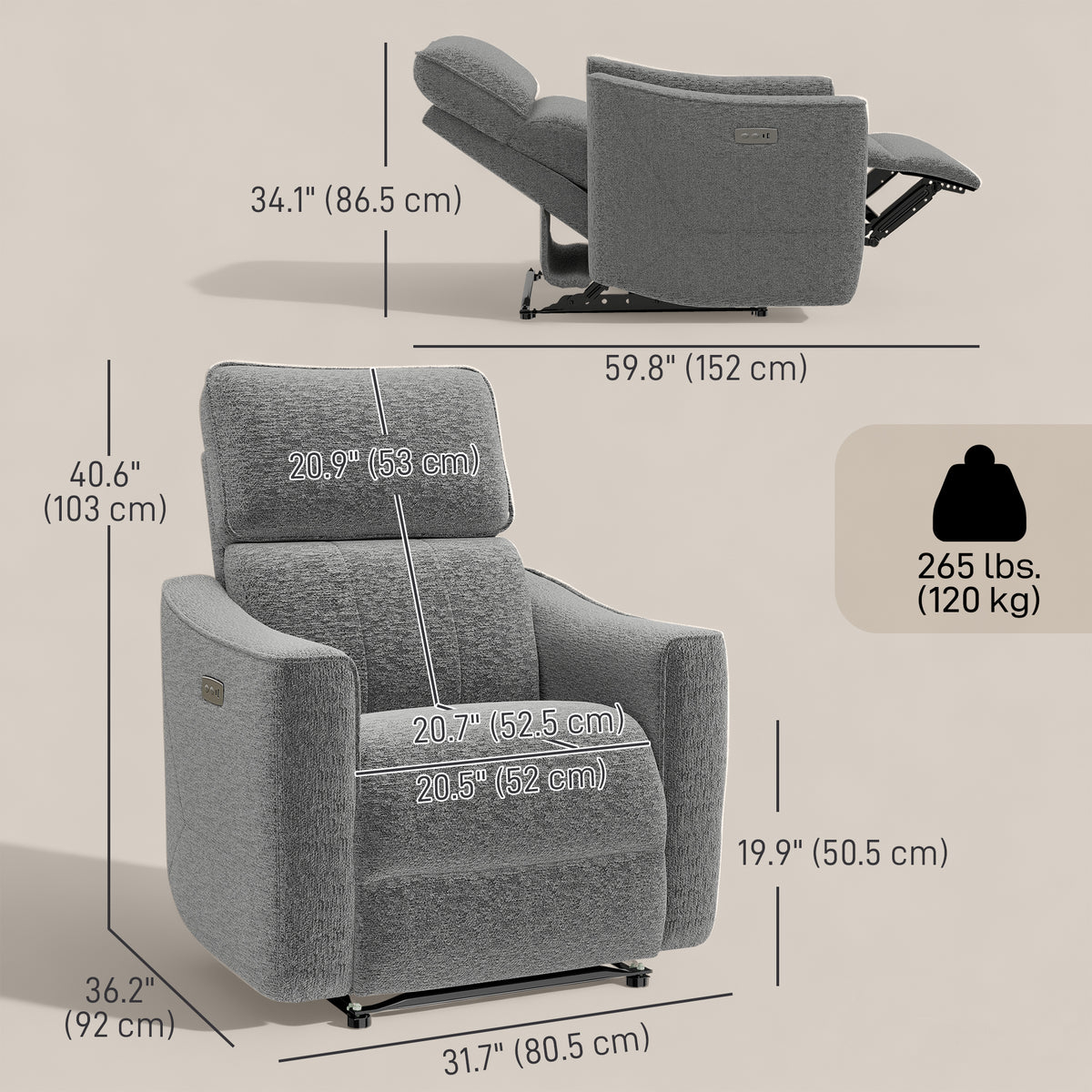 Fauteuil inclinable électrique en chenille
