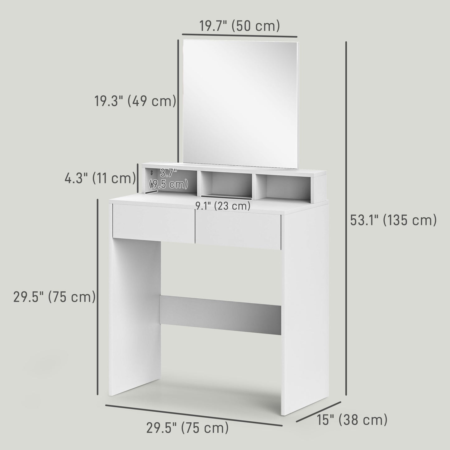 Coiffeuse avec miroir et rangement