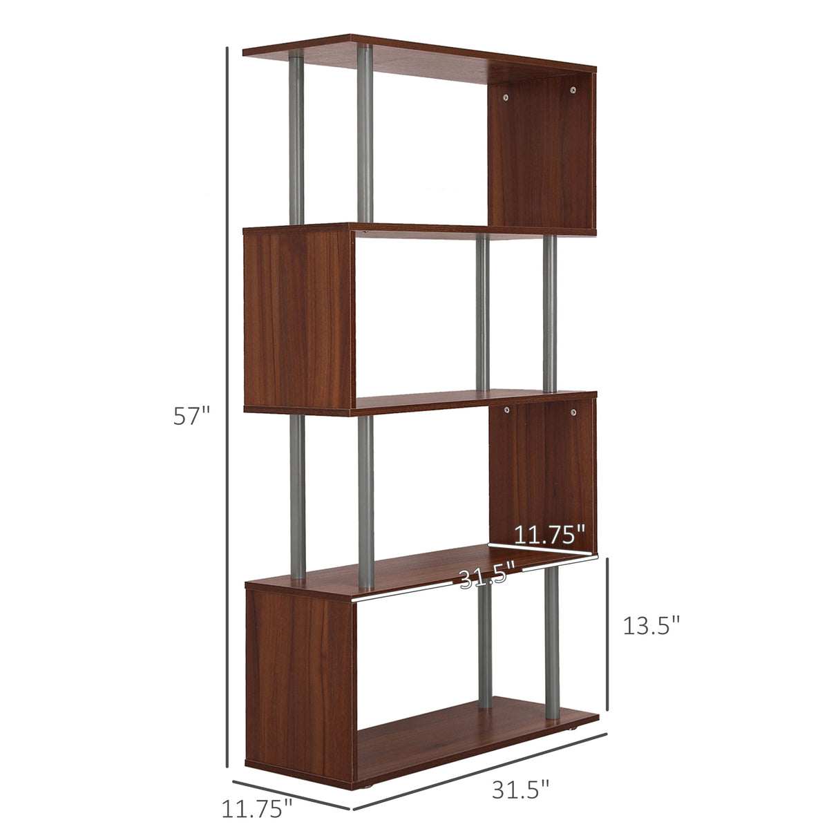 Bibliothèque géométrique moderne à 5 tablettes en bois