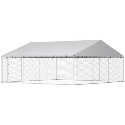 Enclos pour chien extérieur toit imperméable 6 x 6 m