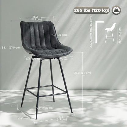 Ensemble 2 tabourets comptoir cuir PU — noir