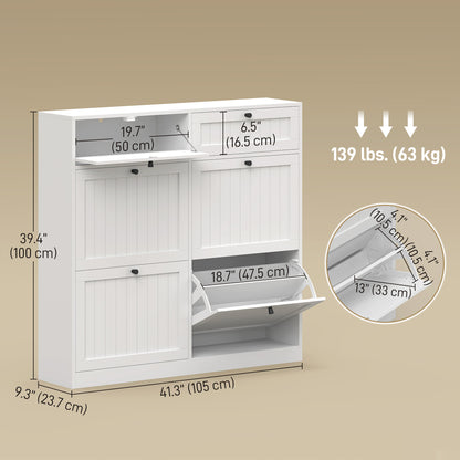 Armoire à chaussures étroite avec tiroirs basculants style ferme