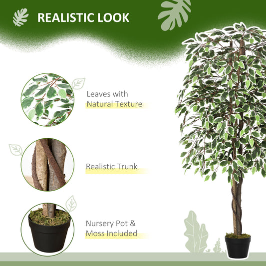 Ficus artificiel réaliste en pot — Vert