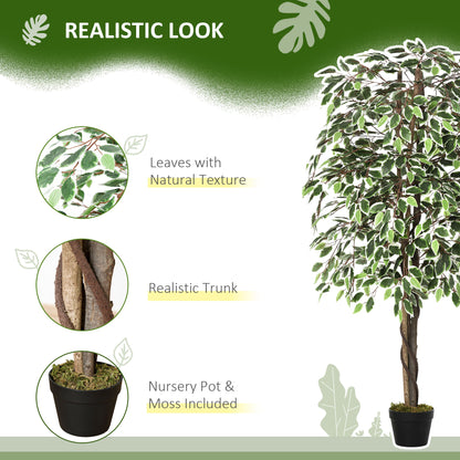 Ficus artificiel réaliste en pot — Vert