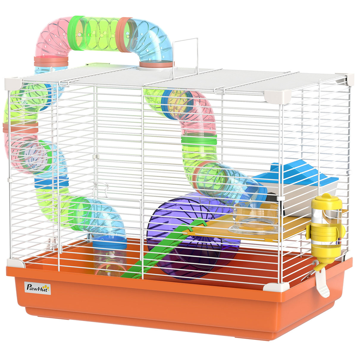 Cage pour hamster à 2 niveaux avec tubes