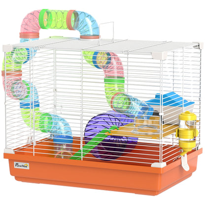 Cage pour hamster à 2 niveaux avec tubes