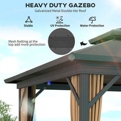Gazébo toit rigide 3x3,7m double niveau moustiquaire