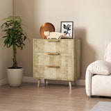 Commode 3 tiroirs moderne à cannelures en bois