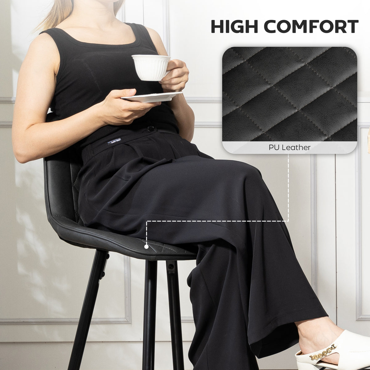 Chaises de comptoir PU cuir ensemble de 2