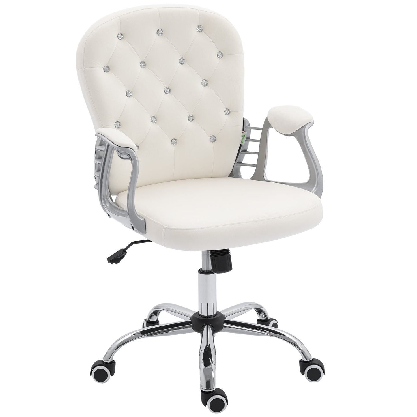 Chaise de bureau capitonnée cuir synthétique cristaux décoratifs