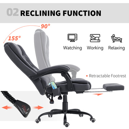 Chaise de bureau massante inclinable avec repose-pieds