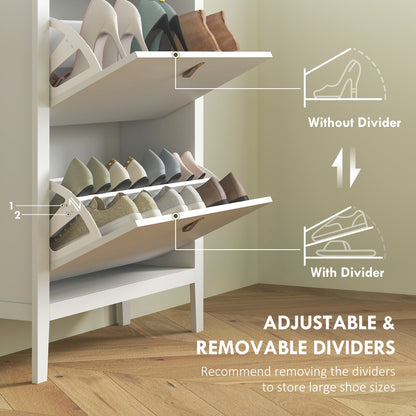 Meuble à chaussures étroit avec tiroirs abattants