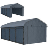 Abri automobile métal 3,7 x 6,1 m — Gris foncé