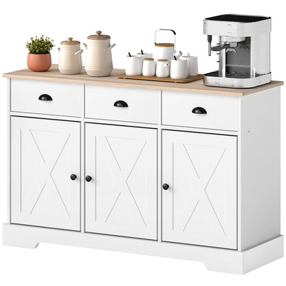 Buffet de style fermette avec portes de grange et tiroirs