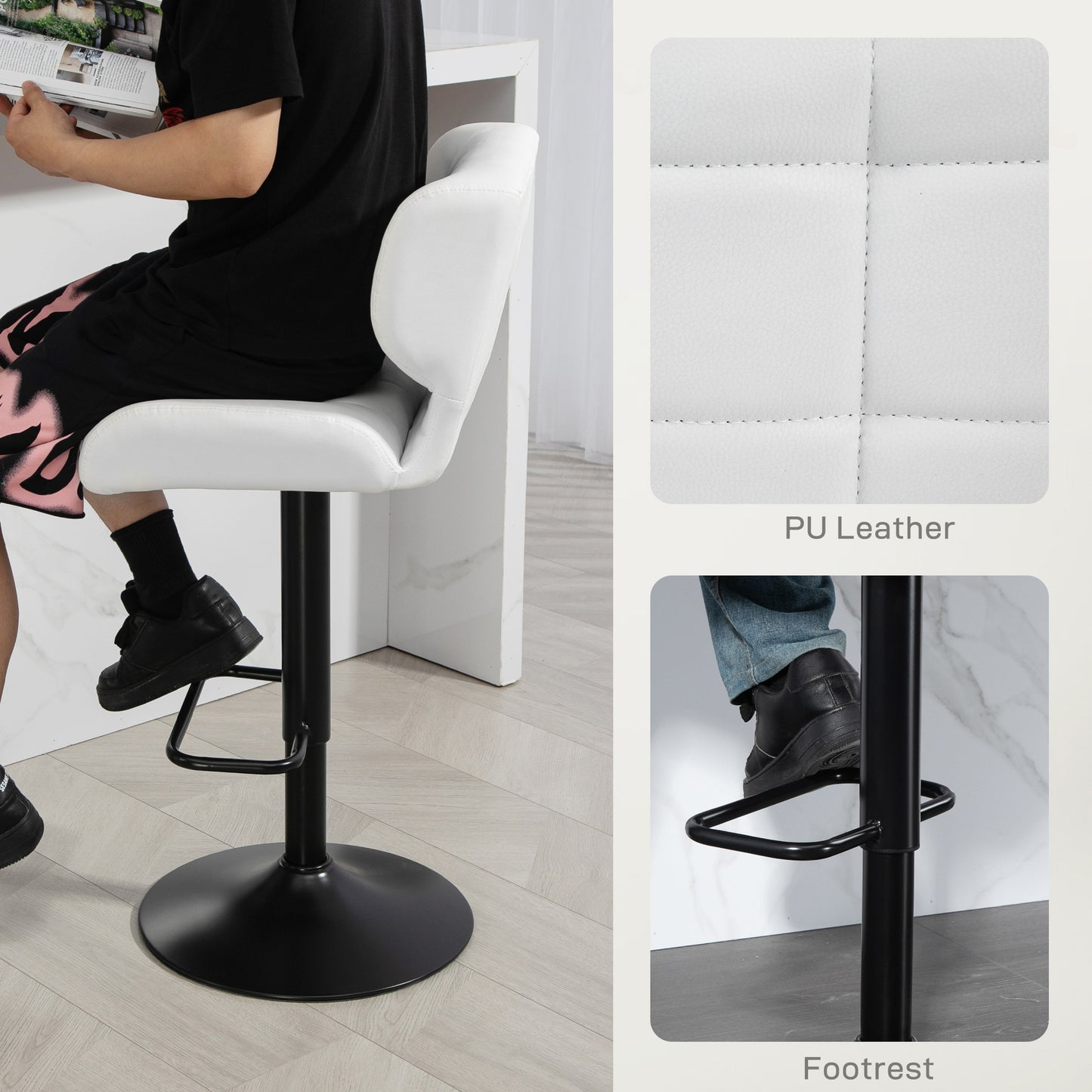 Tabourets de bar pivotants ajustables ensemble de 2