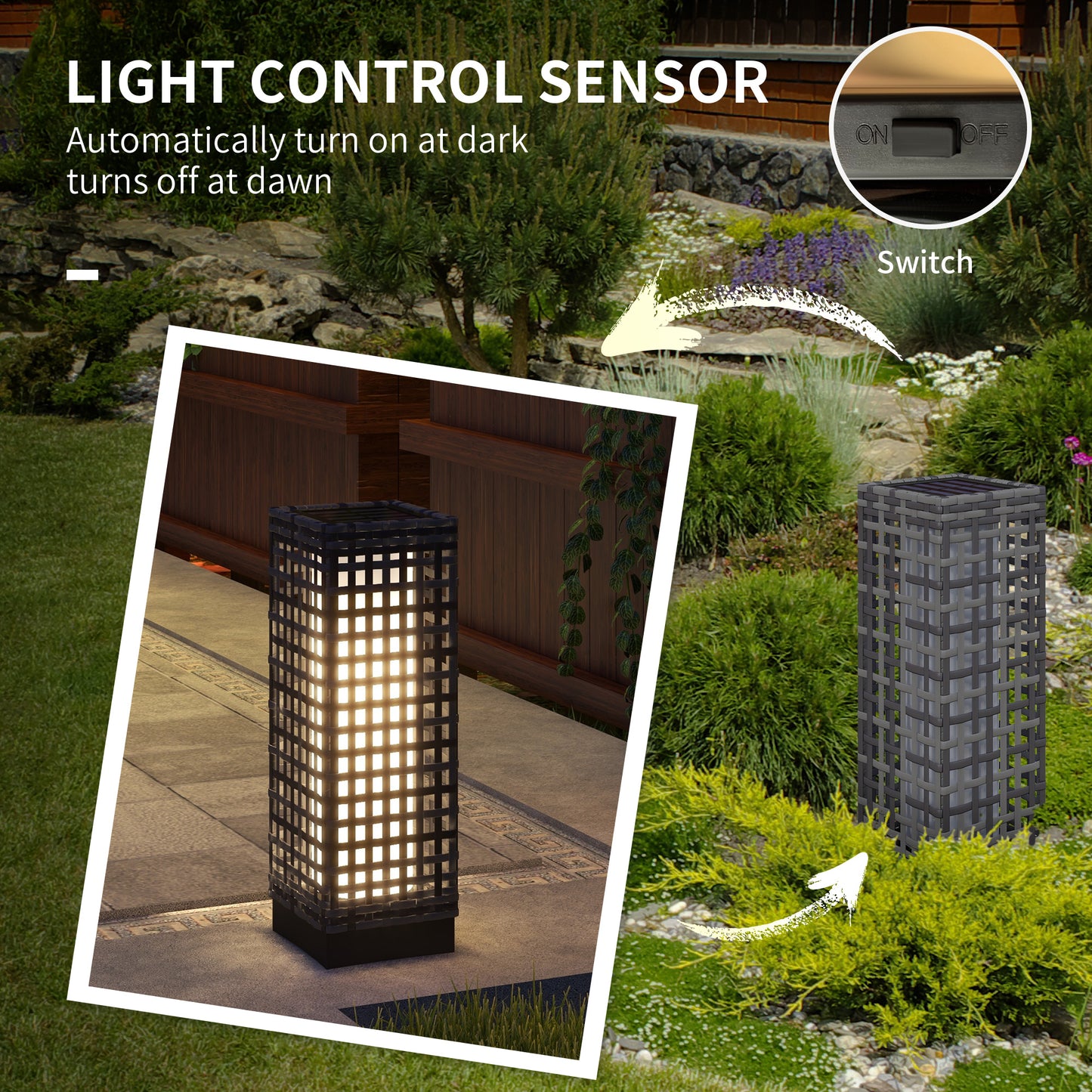 Lampe solaire décorative tressée pour patio IP44